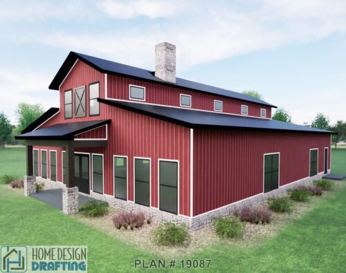 Plan 19087 Red 3D Rendering